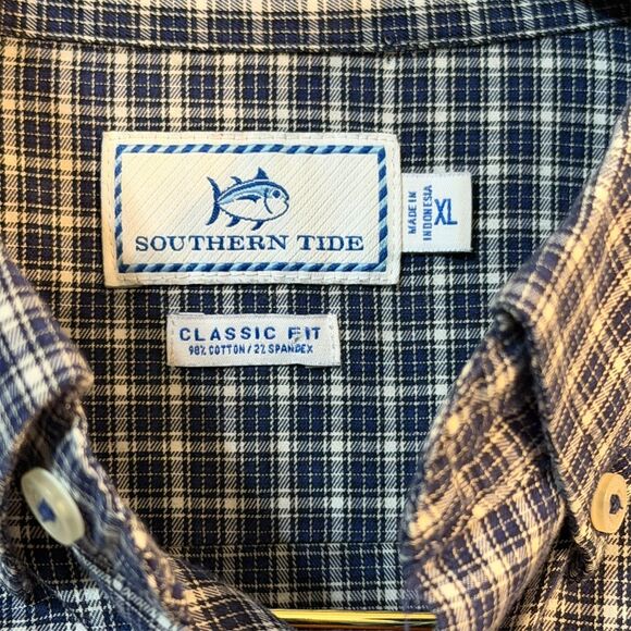Southern Tide blue check long sleeve XL men’s button down shirt Dress, Casual - Picture 3 of 9